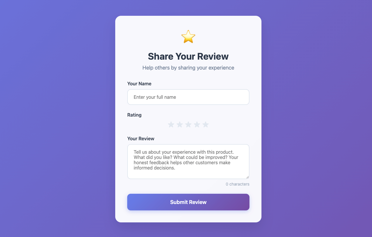 Example review form