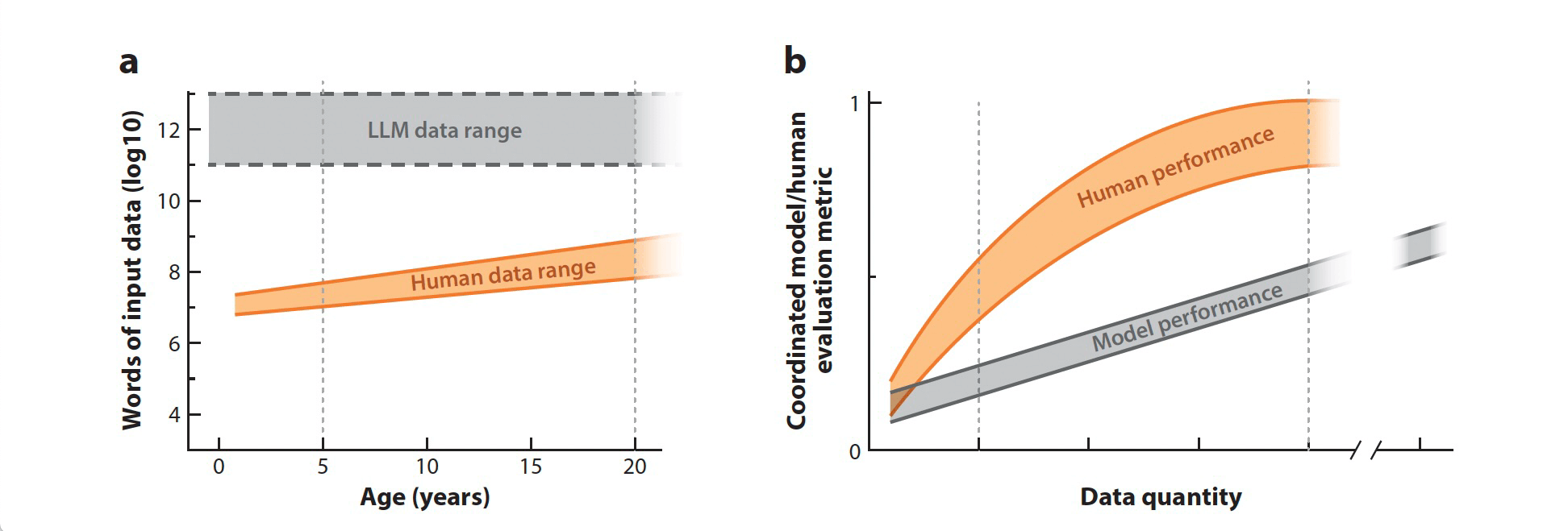 Differences in data exposure between humans and LLMs